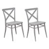 Argyle Silver Steel Cross Back Dining Side Chairs (Set of 2) by Furniture of America