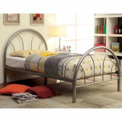 Delco Silver Metal Full Platform Bed by Furniture of America -Furniture of America Sales Store silver furniture of america kids beds idf 7712sv f 31 1000