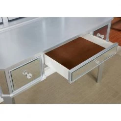 Arriana 2-Piece Silver Tri-Fold Mirror Vanity Set by Furniture of America -Furniture of America Sales Store silver furniture of america makeup vanities idf dk6148sv 1f 1000