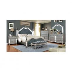 Gina 3-Drawer Silver Nightstand by Furniture of America -Furniture of America Sales Store silver furniture of america nightstands idf 7194n 31 1000