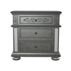 Gina 3-Drawer Silver Nightstand by Furniture of America