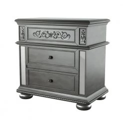 Gina 3-Drawer Silver Nightstand by Furniture of America -Furniture of America Sales Store silver furniture of america nightstands idf 7194n c3 1000