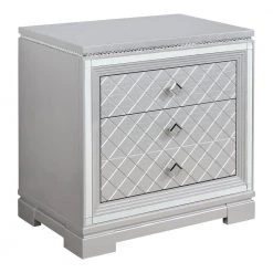 Casilla 2-Drawer Silver 28 in. W x 18.25 in. D x 28.5 in. H Nightstand by Furniture of America