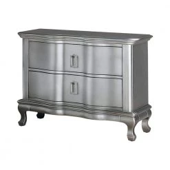 Lorenna 2-Drawer Silver Nightstand by Furniture of America