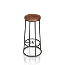Cera 33 in. Toasted Barnwood Round Bar Height Stool (Set of 2) by Furniture of America