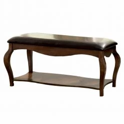 Nabin Brown Bench with Shelf (20.75 in. H x 45 in. W x 19 in. D) by Furniture of America