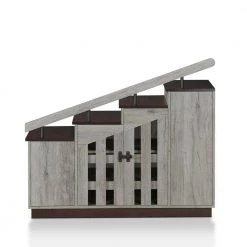Elias Vintage Gray Novelty Staircase Shoe Cabinet With Window-Panel Doors by Furniture of America