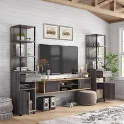 Osman 72 in. H Vintage Gray 4-Shelf Accent Bookcase with 1-Drawer by Furniture of America -Furniture of America Sales Store vintage gray furniture of america bookcases bookshelves fgi 19800c35 tr 44 1000