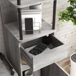 Osman 72 in. H Vintage Gray 4-Shelf Accent Bookcase with 1-Drawer by Furniture of America -Furniture of America Sales Store vintage gray furniture of america bookcases bookshelves fgi 19800c35 tr 77 1000