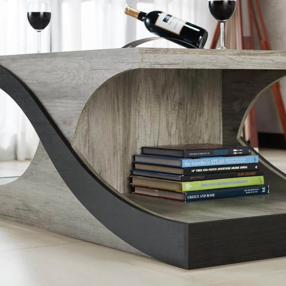 Ena 49 in. Vintage Gray Large Rectangle Wood Coffee Table with Shelves by Furniture of America 5 Ena 49 in. Vintage Gray Large Rectangle Wood Coffee Table with Shelves by Furniture of America - Image 5