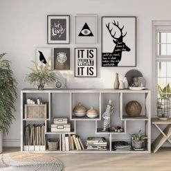 Galva 35.4 in. Wide Vintange Gray Oak 12-Shelf Geometric Bookcase by Furniture of America 19 Galva 35.4 in. Wide Vintange Gray Oak 12-Shelf Geometric Bookcase by Furniture of America -Furniture of America Sales Store vintage gray oak furniture of america bookcases bookshelves hfw 2082c35 fa 1000