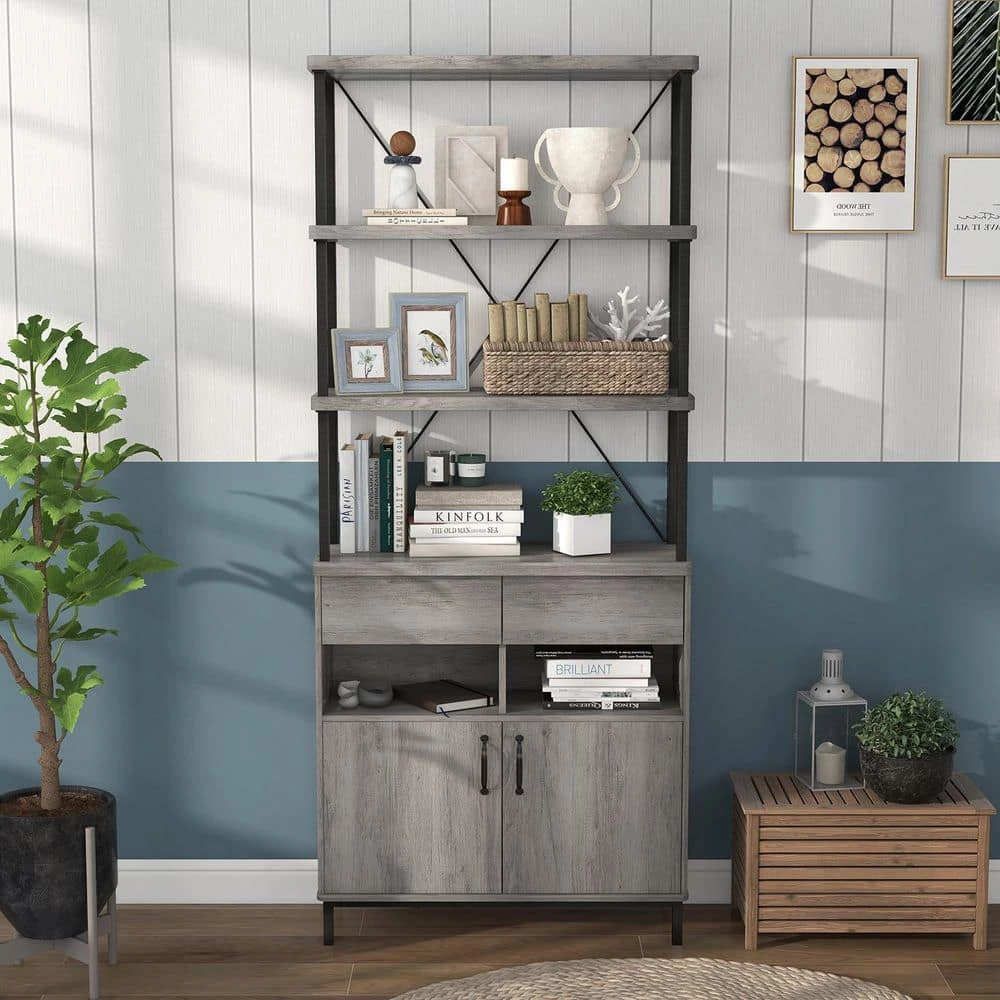 Gastoni 31.5 in. Wide Vintage Gray Oak 4-Shelf Accent Bookcase by Furniture of America 10 Gastoni 31.5 in. Wide Vintage Gray Oak 4-Shelf Accent Bookcase by Furniture of America - Image 10
