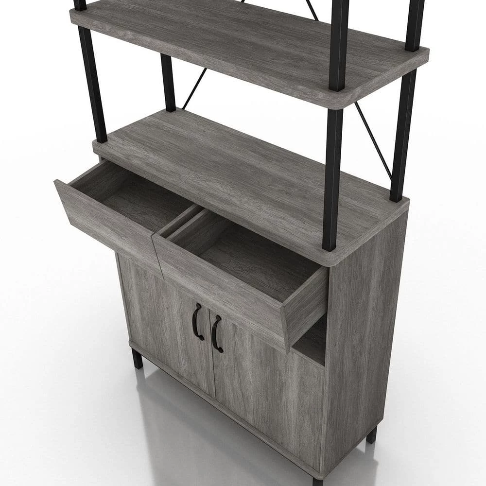 Gastoni 31.5 in. Wide Vintage Gray Oak 4-Shelf Accent Bookcase by Furniture of America 3 Gastoni 31.5 in. Wide Vintage Gray Oak 4-Shelf Accent Bookcase by Furniture of America - Image 3