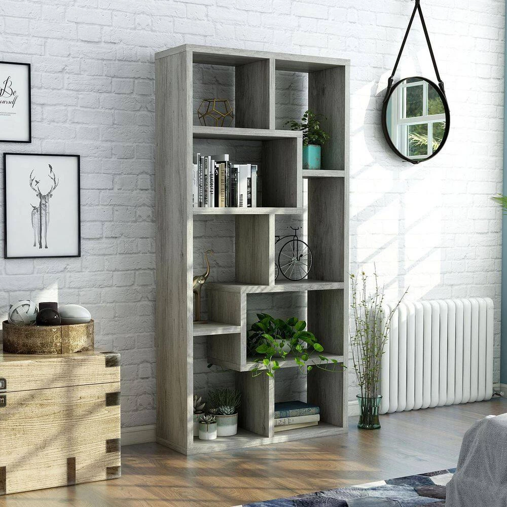 Merilyn 35 in. Wide Vintage Gray Oak 8-Shelf Accent Bookcase by Furniture of America 8 Merilyn 35 in. Wide Vintage Gray Oak 8-Shelf Accent Bookcase by Furniture of America - Image 8