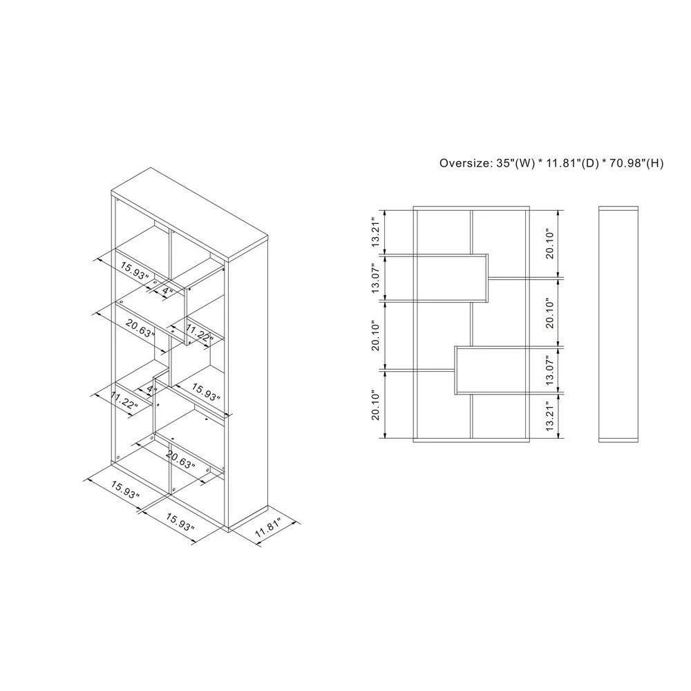 Merilyn 35 in. Wide Vintage Gray Oak 8-Shelf Accent Bookcase by Furniture of America 10 Merilyn 35 in. Wide Vintage Gray Oak 8-Shelf Accent Bookcase by Furniture of America - Image 10