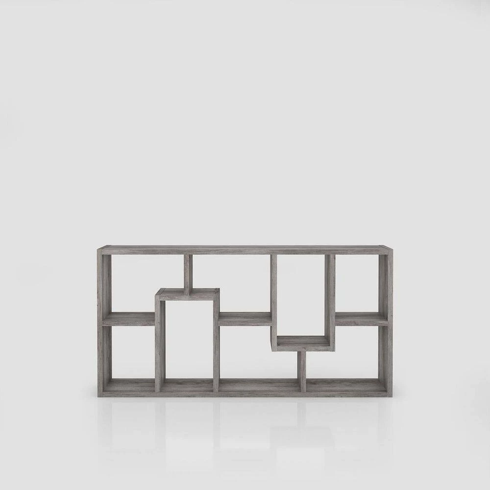 Merilyn 35 in. Wide Vintage Gray Oak 8-Shelf Accent Bookcase by Furniture of America 4 Merilyn 35 in. Wide Vintage Gray Oak 8-Shelf Accent Bookcase by Furniture of America - Image 4