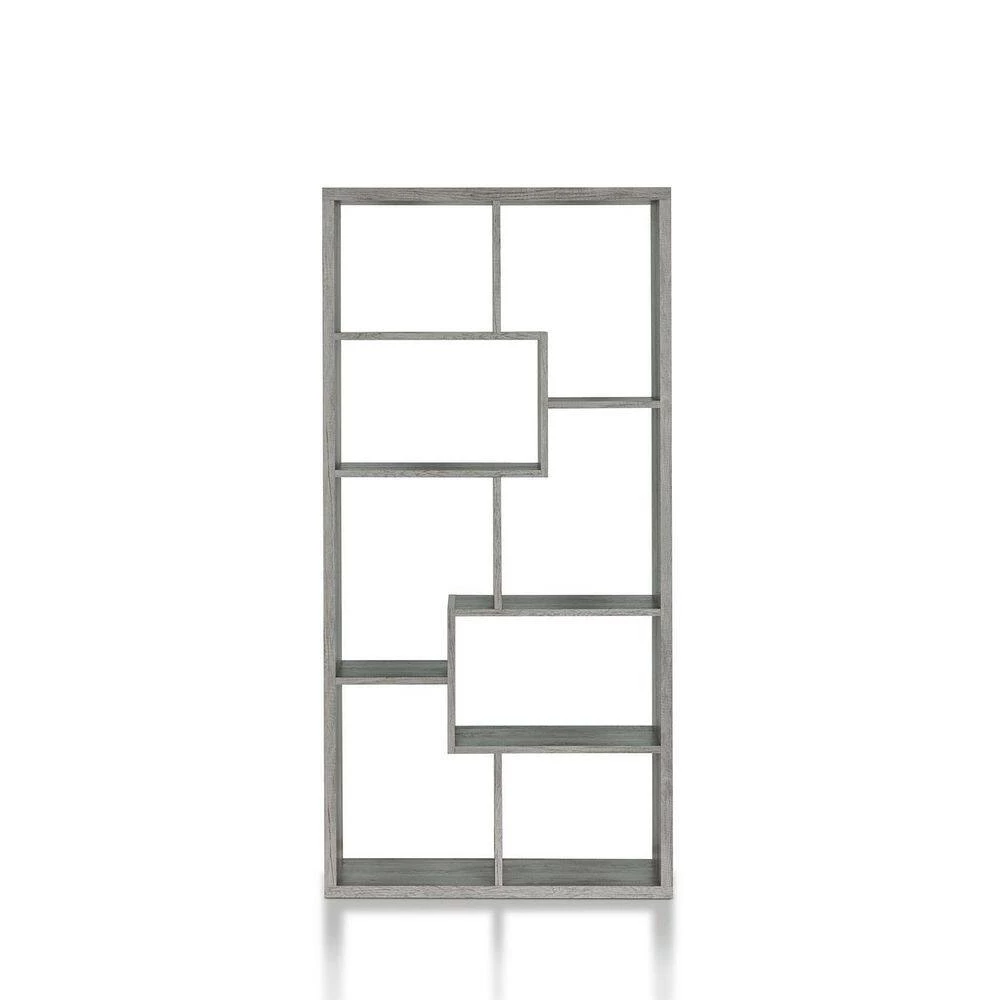 Merilyn 35 in. Wide Vintage Gray Oak 8-Shelf Accent Bookcase by Furniture of America 5 Merilyn 35 in. Wide Vintage Gray Oak 8-Shelf Accent Bookcase by Furniture of America - Image 5