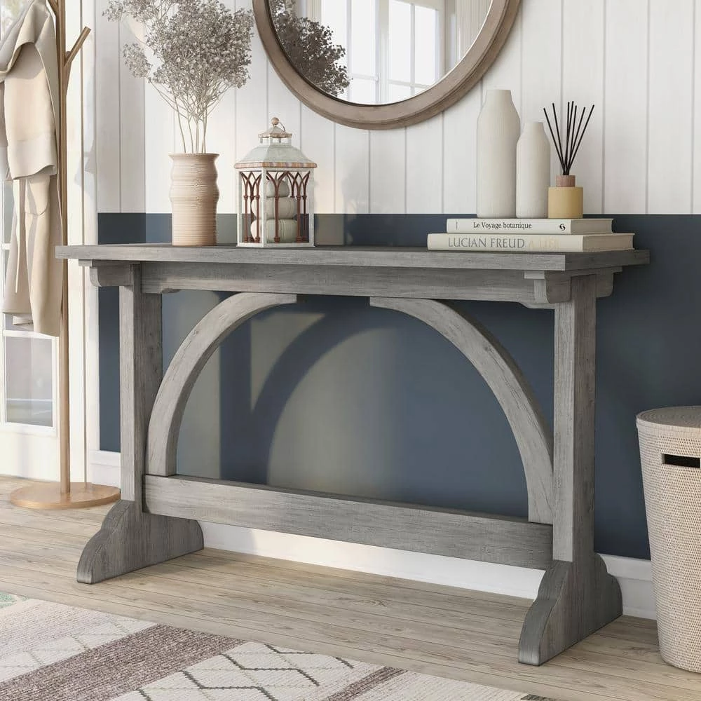 Hava 47.24 in. Vintage Gray Oak Rectangle Wood Console Table by Furniture of America 5 Hava 47.24 in. Vintage Gray Oak Rectangle Wood Console Table by Furniture of America - Image 5
