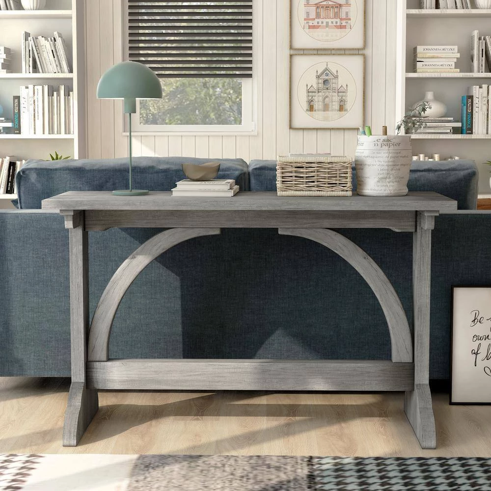 Hava 47.24 in. Vintage Gray Oak Rectangle Wood Console Table by Furniture of America 7 Hava 47.24 in. Vintage Gray Oak Rectangle Wood Console Table by Furniture of America - Image 7