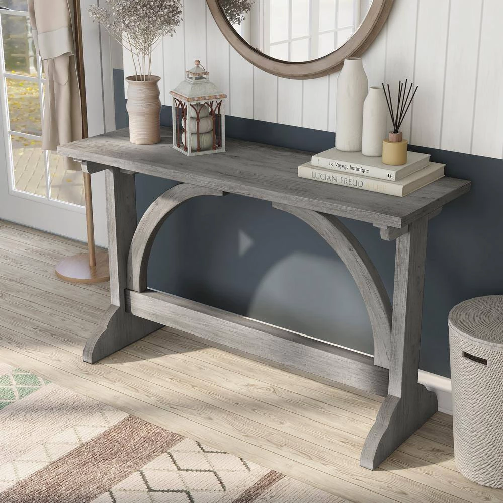 Hava 47.24 in. Vintage Gray Oak Rectangle Wood Console Table by Furniture of America 4 Hava 47.24 in. Vintage Gray Oak Rectangle Wood Console Table by Furniture of America - Image 4