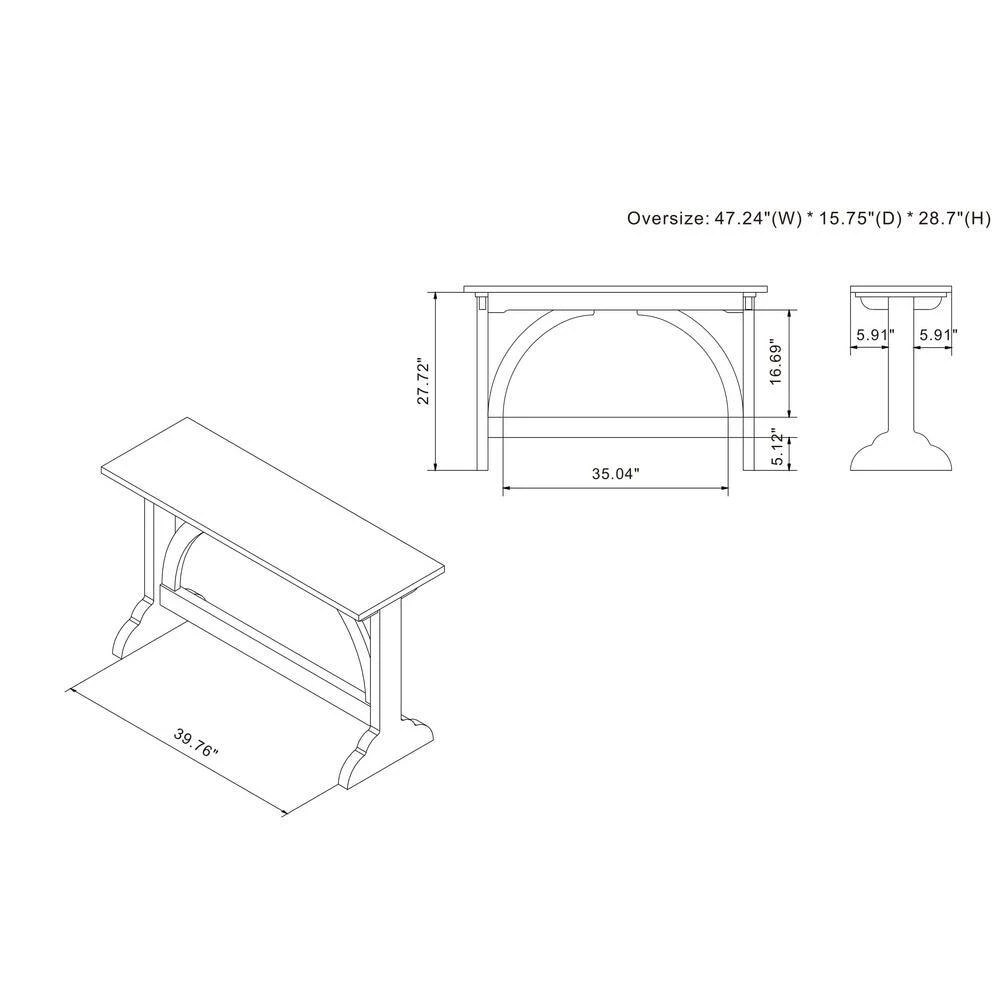 Hava 47.24 in. Vintage Gray Oak Rectangle Wood Console Table by Furniture of America 6 Hava 47.24 in. Vintage Gray Oak Rectangle Wood Console Table by Furniture of America - Image 6