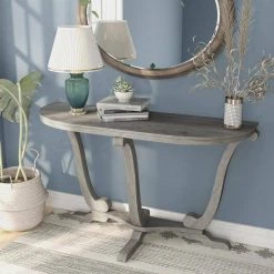 Dongola 47.95 in. Vintage Gray Oak Half Moon Wood Console Table by Furniture of America 17 Dongola 47.95 in. Vintage Gray Oak Half Moon Wood Console Table by Furniture of America -Furniture of America Sales Store vintage gray oak furniture of america console tables ynj 2092c35 st 66 1000