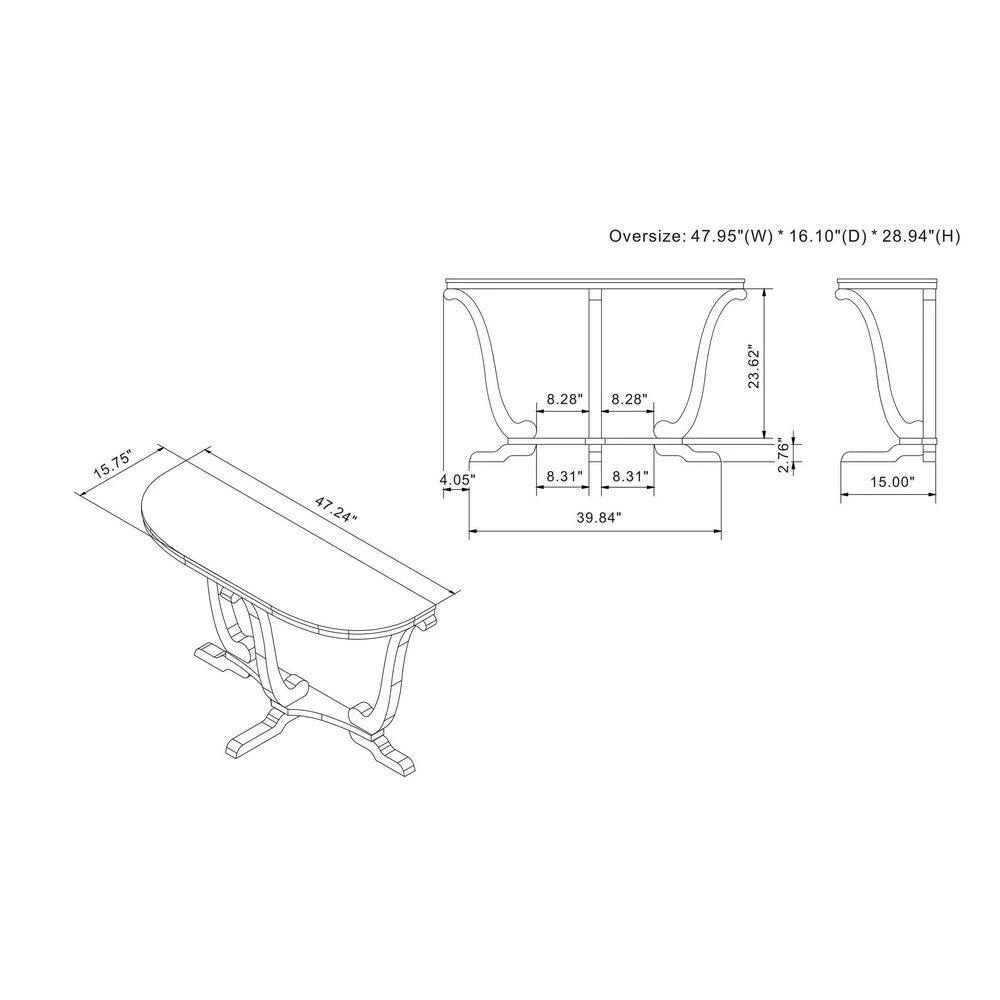 Dongola 47.95 in. Vintage Gray Oak Half Moon Wood Console Table by Furniture of America 12 Dongola 47.95 in. Vintage Gray Oak Half Moon Wood Console Table by Furniture of America - Image 12