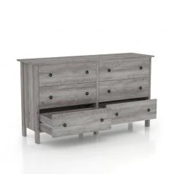 Kerani 6-Drawer Vintage Gray Oak Dresser (29.13 in. H x 52.56 in. W x 15.75 in. D) by Furniture of America -Furniture of America Sales Store vintage gray oak furniture of america dressers ynj 19603c35 l 4f 1000