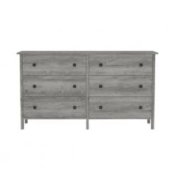 Kerani 6-Drawer Vintage Gray Oak Dresser (29.13 in. H x 52.56 in. W x 15.75 in. D) by Furniture of America