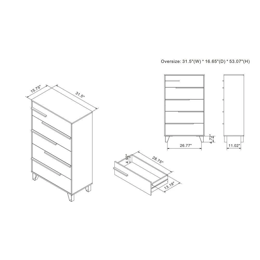 Taneytown 5-Drawer Vintage Gray Oak Dresser (53.07 in. H X 31.5 in. W X 16.65) by Furniture of America 8 Taneytown 5-Drawer Vintage Gray Oak Dresser (53.07 in. H X 31.5 in. W X 16.65) by Furniture of America - Image 8