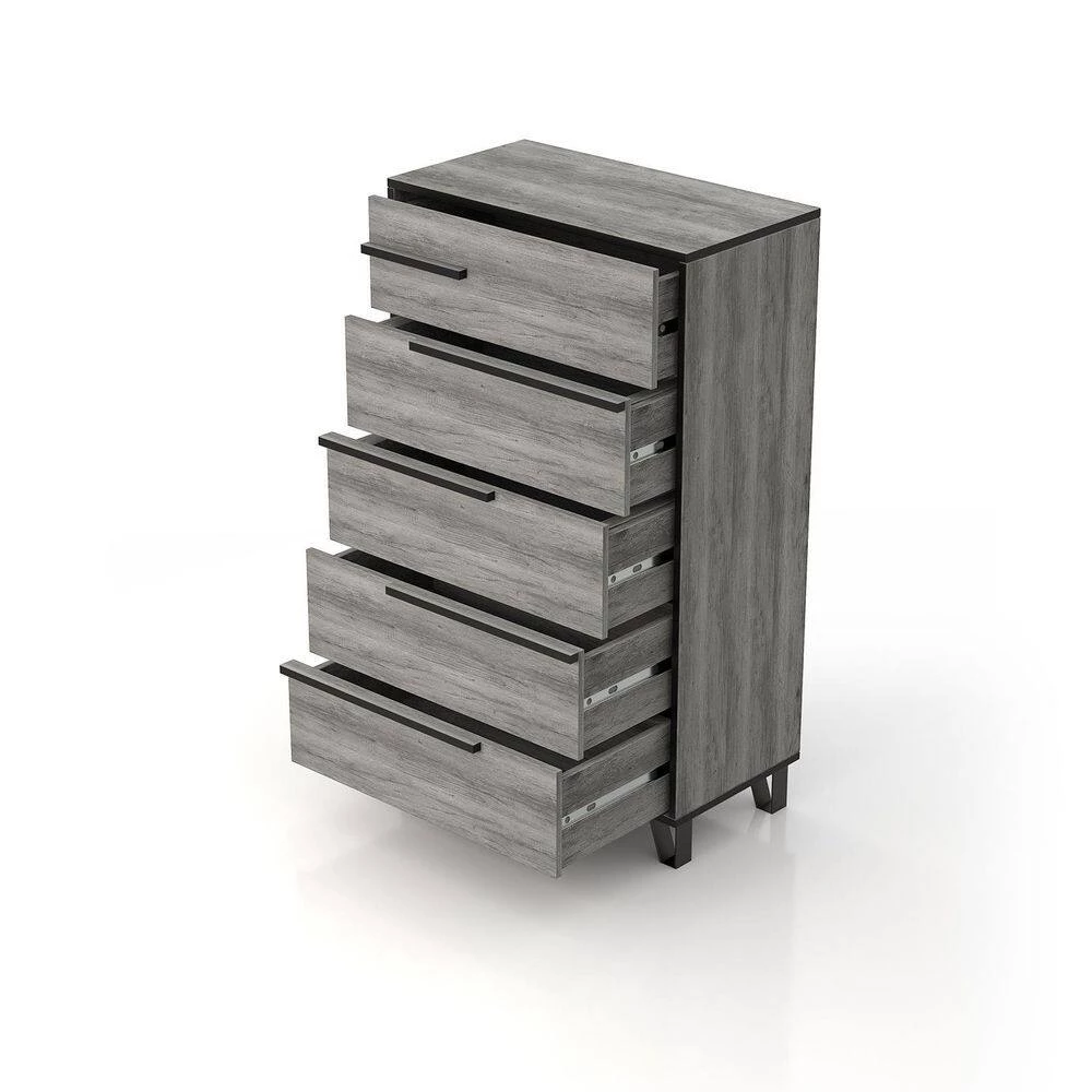 Taneytown 5-Drawer Vintage Gray Oak Dresser (53.07 in. H X 31.5 in. W X 16.65) by Furniture of America 3 Taneytown 5-Drawer Vintage Gray Oak Dresser (53.07 in. H X 31.5 in. W X 16.65) by Furniture of America - Image 3