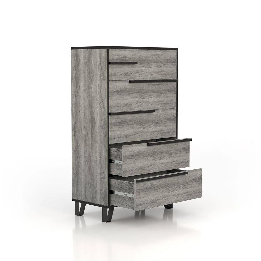 Taneytown 5-Drawer Vintage Gray Oak Dresser (53.07 in. H X 31.5 in. W X 16.65) by Furniture of America 4 Taneytown 5-Drawer Vintage Gray Oak Dresser (53.07 in. H X 31.5 in. W X 16.65) by Furniture of America - Image 4