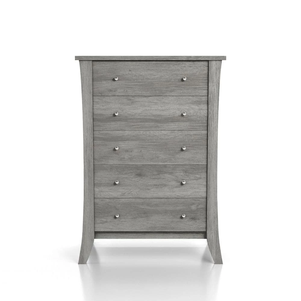 Amberdahl 5-Drawer Vintage Gray Oak Dresser (43.5 in. H X 31.65 in. W X 17.28 in. D) by Furniture of America 1 Amberdahl 5-Drawer Vintage Gray Oak Dresser (43.5 in. H X 31.65 in. W X 17.28 in. D) by Furniture of America