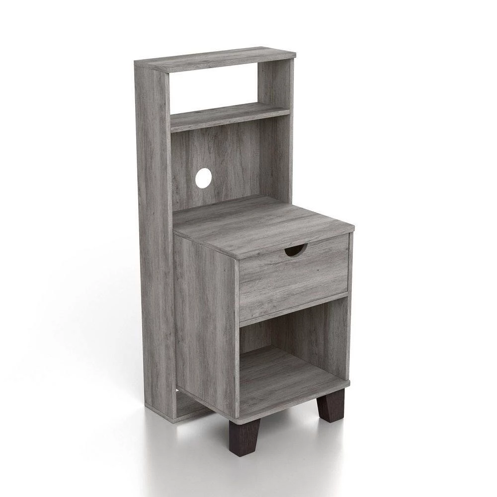 Siletz 1-Drawer Vintage Gray Oak Nightstand (36.61 in. H X 15.75 in. W X 15.75 in. D) by Furniture of America 5 Siletz 1-Drawer Vintage Gray Oak Nightstand (36.61 in. H X 15.75 in. W X 15.75 in. D) by Furniture of America - Image 5