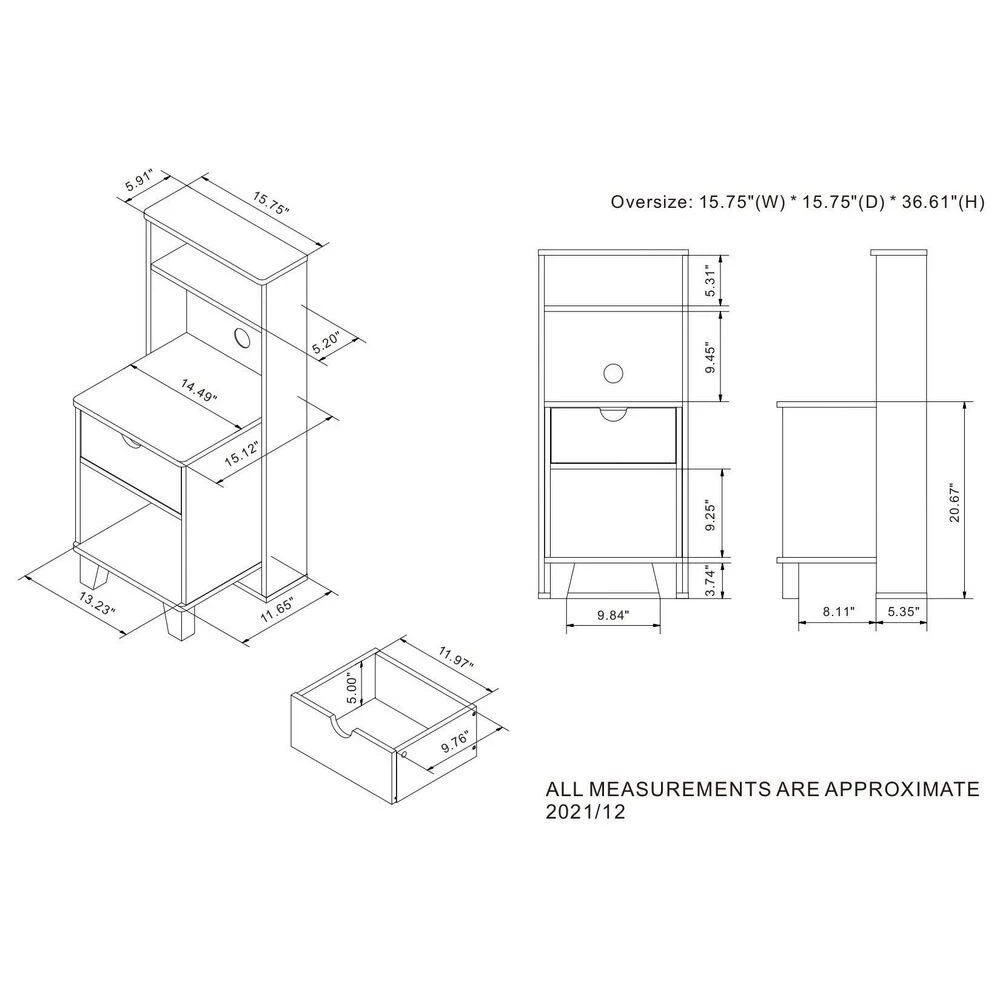 Siletz 1-Drawer Vintage Gray Oak Nightstand (36.61 in. H X 15.75 in. W X 15.75 in. D) by Furniture of America 9 Siletz 1-Drawer Vintage Gray Oak Nightstand (36.61 in. H X 15.75 in. W X 15.75 in. D) by Furniture of America - Image 9
