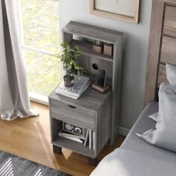 Siletz 1-Drawer Vintage Gray Oak Nightstand (36.61 in. H X 15.75 in. W X 15.75 in. D) by Furniture of America 12 Siletz 1-Drawer Vintage Gray Oak Nightstand (36.61 in. H X 15.75 in. W X 15.75 in. D) by Furniture of America -Furniture of America Sales Store vintage gray oak furniture of america nightstands ynj 2166c35 77 1000