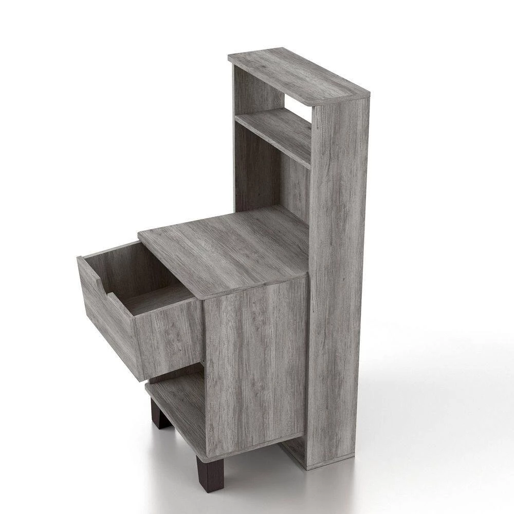 Siletz 1-Drawer Vintage Gray Oak Nightstand (36.61 in. H X 15.75 in. W X 15.75 in. D) by Furniture of America 2 Siletz 1-Drawer Vintage Gray Oak Nightstand (36.61 in. H X 15.75 in. W X 15.75 in. D) by Furniture of America - Image 2