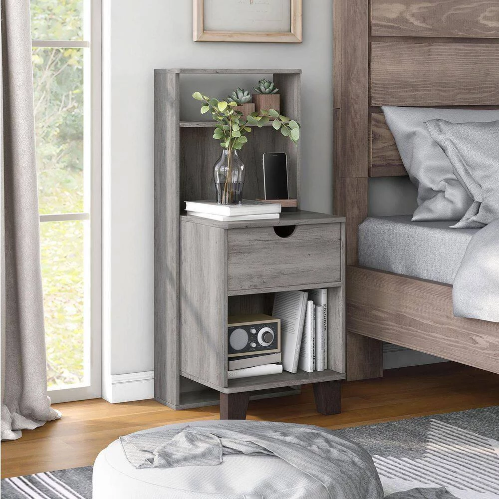 Siletz 1-Drawer Vintage Gray Oak Nightstand (36.61 in. H X 15.75 in. W X 15.75 in. D) by Furniture of America 8 Siletz 1-Drawer Vintage Gray Oak Nightstand (36.61 in. H X 15.75 in. W X 15.75 in. D) by Furniture of America - Image 8