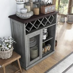 Drandorf Vintage Gray Oak Buffet with 2-Shelves by Furniture of America 11 Drandorf Vintage Gray Oak Buffet with 2-Shelves by Furniture of America -Furniture of America Sales Store vintage gray oak furniture of america sideboards buffet tables ynj 2072c35 1f 1000