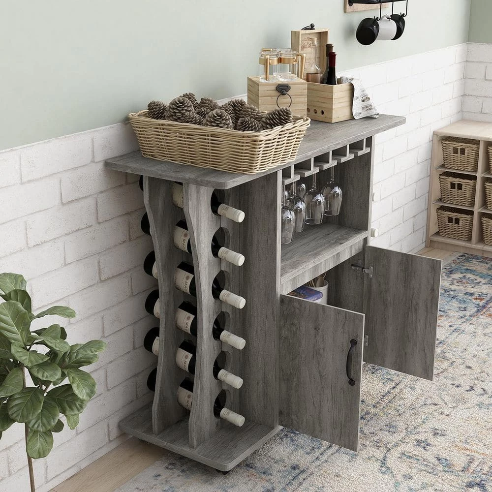 Draina Vintage Gray Oak Buffet with One Shelf by Furniture of America 6 Draina Vintage Gray Oak Buffet with One Shelf by Furniture of America - Image 6