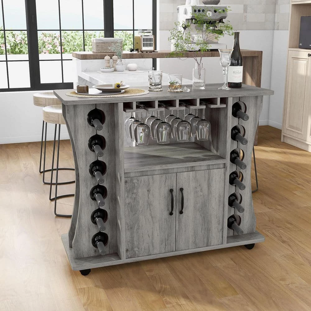 Draina Vintage Gray Oak Buffet with One Shelf by Furniture of America 4 Draina Vintage Gray Oak Buffet with One Shelf by Furniture of America - Image 4