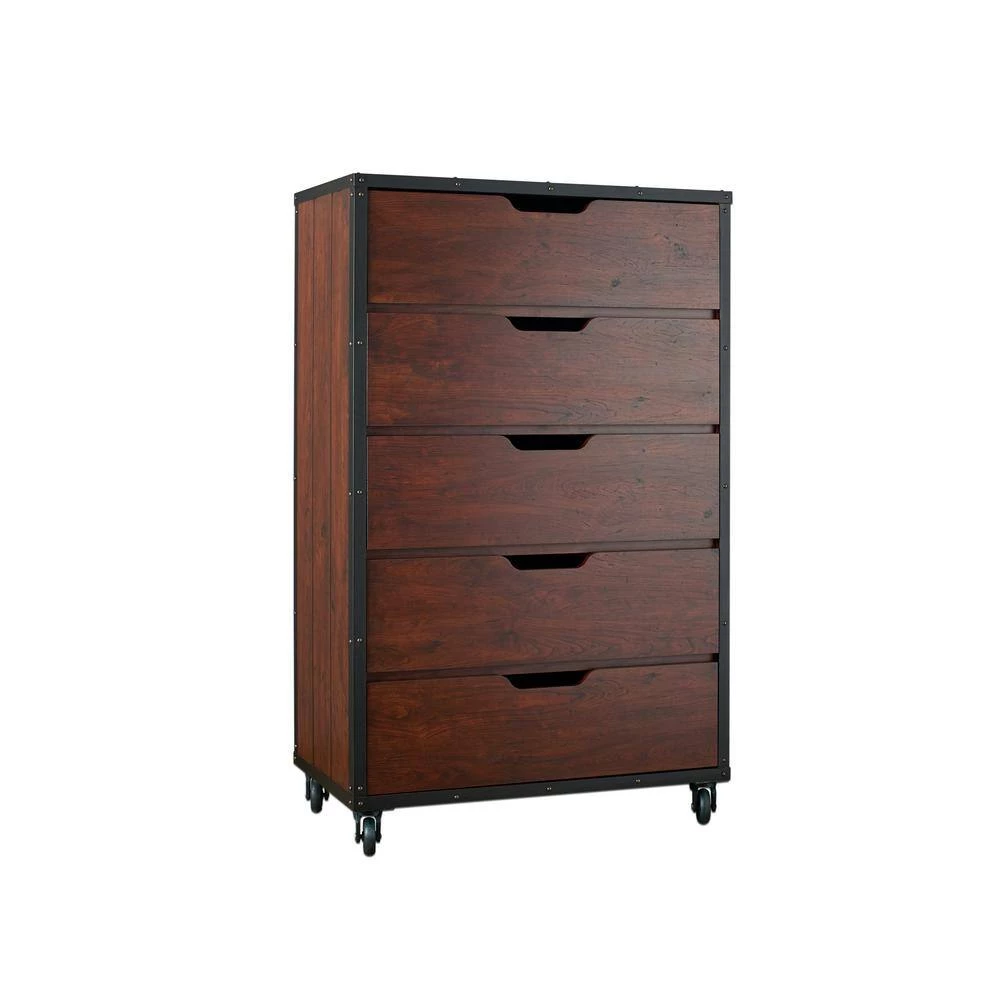 Davidson 5-Drawer Vintage Walnut Chest by Furniture of America 7 Davidson 5-Drawer Vintage Walnut Chest by Furniture of America - Image 7
