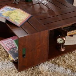 Alba 32 in. Vintage Walnut Medium Square Wood Coffee Table with Casters by Furniture of America -Furniture of America Sales Store vintage walnut furniture of america coffee tables ynj 142 6 77 1000