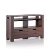 Chuckwan 47.2 in. Vintage Walnut Rectangle Wood Console Table with 4-Open-Shelves by Furniture of America
