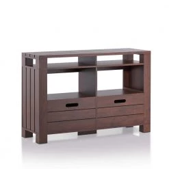 Chuckwan 47.2 in. Vintage Walnut Rectangle Wood Console Table with 4-Open-Shelves by Furniture of America