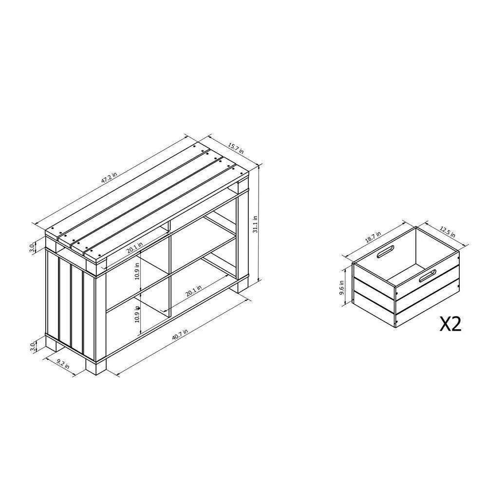 Chuckwan 47.2 in. Vintage Walnut Rectangle Wood Console Table with 4-Open-Shelves by Furniture of America 3 Chuckwan 47.2 in. Vintage Walnut Rectangle Wood Console Table with 4-Open-Shelves by Furniture of America - Image 3