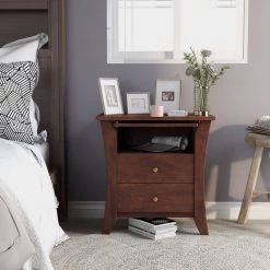 Kim 2-Drawer Vintage Walnut Nightstand by Furniture of America