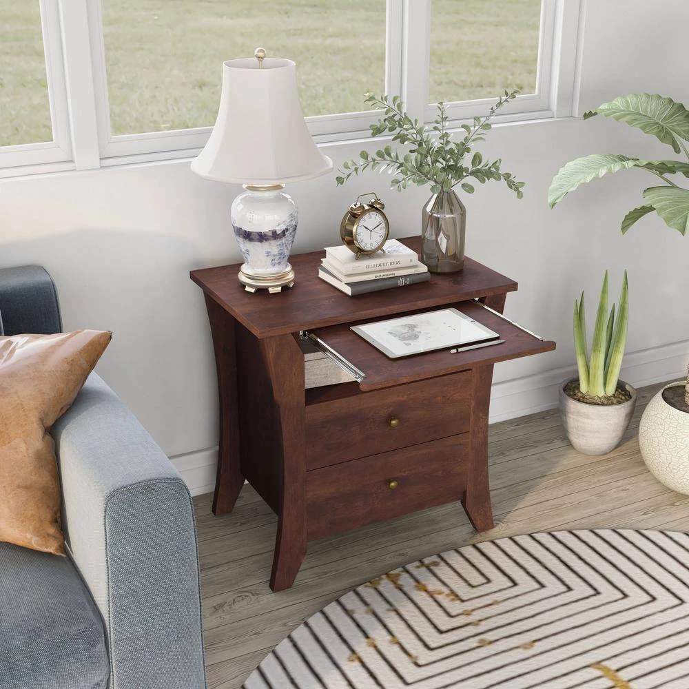 Kim 2-Drawer Vintage Walnut Nightstand by Furniture of America 4 Kim 2-Drawer Vintage Walnut Nightstand by Furniture of America - Image 4