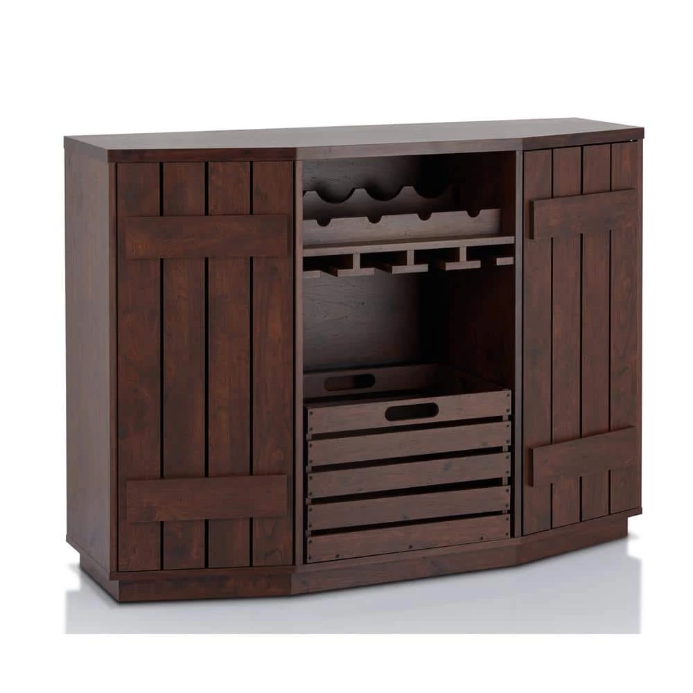 Neomir Vintage Walnut Buffet with Removable Crate by Furniture of America 1 Neomir Vintage Walnut Buffet with Removable Crate by Furniture of America