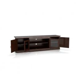 Daleni 69 in. Vintage Walnut Particle Board TV Stand Fits TVs Up to 78 in. with Storage Doors by Furniture of America -Furniture of America Sales Store vintage walnut furniture of america tv stands ynj 1451 6 4f 1000